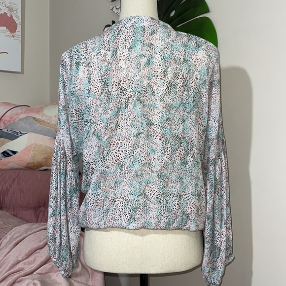 Poupette St. Barth Viscose Puff Sleeve V-neck Pull Over Blouse Sz. Small - Picture 2 of 14